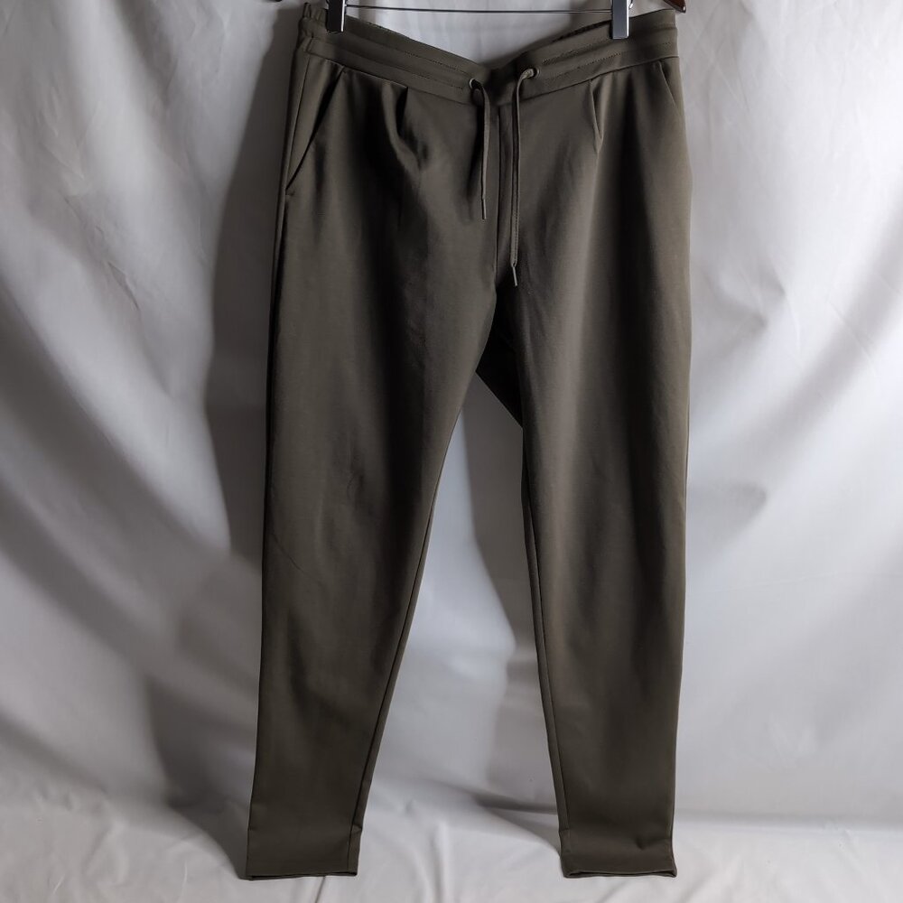ICHI Women's Olive Straight Stretch IHKATE Pants with Drawstring/Pockets, Large